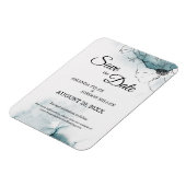 ティール(緑がかった色)の水の色のスケッチ結婚式の日付を保存 マグネット (左側)