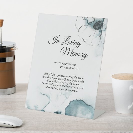 ティール（緑がかった色）の水の色の結婚スケッチが愛するメモリ内 台座サイン (インサイチュ)