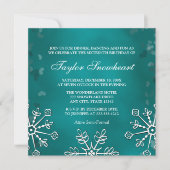 ティール(緑がかった色)の水の雪片のSWEET SIXTEENの誕生日 招待状 (正面)