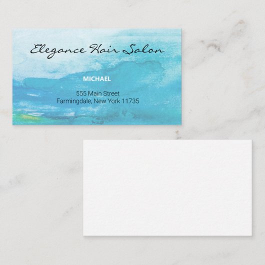 ティール（緑がかった色）の水彩の背景名刺 名刺 (正面/裏面)