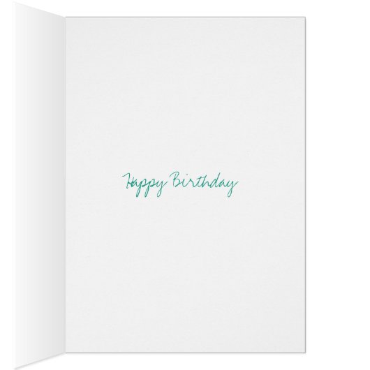 ティール（緑がかった色）の水彩画のかわいく芸術品を気取ったで創造的な誕生日 (内側 (右))