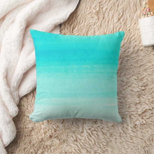 ティール（緑がかった色）の水彩画のグラデーションな装飾用クッション クッション (ブランケット)