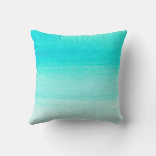ティール(緑がかった色)の水彩画のグラデーションな装飾用クッション クッション (裏面)