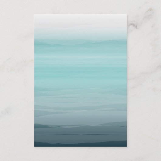 ティール（緑がかった色）の水彩画の刺激を受けたでグラデーションな結婚披露宴 エンクロージャーカード (裏面)