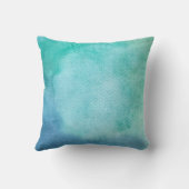 ティール（緑がかった色）の水彩画の陰 クッション (裏面)