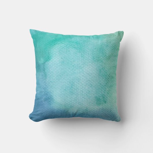 ティール（緑がかった色）の水彩画の陰 クッション (正面)