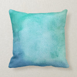 ティール（緑がかった色）の水彩画の陰 クッション