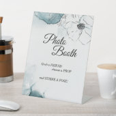 ティール（緑がかった色）の水彩画結婚面ブース 台座サイン (インサイチュ)