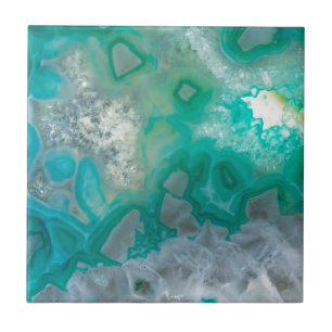 ティール(緑がかった色)の水晶Geode タイル