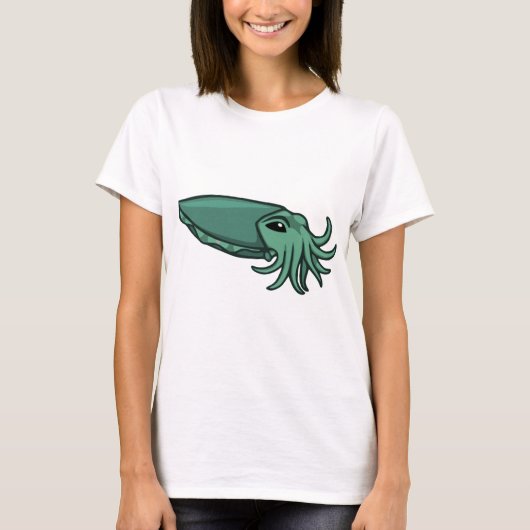 ティール（緑がかった色）の水泳のCuttlefish Tシャツ (正面)