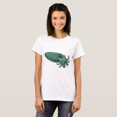 ティール（緑がかった色）の水泳のCuttlefish Tシャツ (正面フル)
