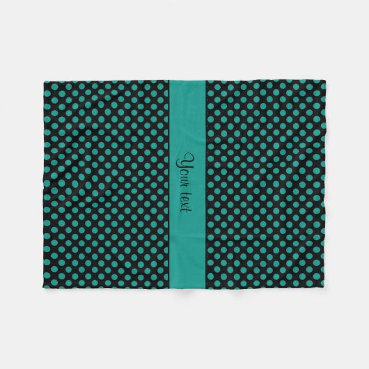 ティール（緑がかった色）の水玉模様 フリースブランケット (正面(横))