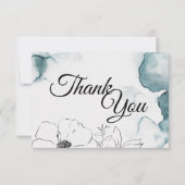 ティール（緑がかった色）の水色のスケッチ結婚の感謝フラットカード サンキューカード (正面)