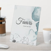 ティール（緑がかった色）の水色のスケッチ結婚式の引き出物 台座サイン (インサイチュ)