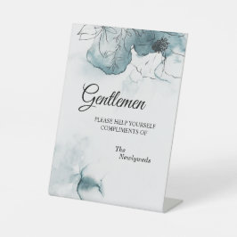 ティール（緑がかった色）の水色のスケ結婚ッチの紳士バスルーム 台座サイン