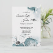 ティール(緑がかった色)の水色のスケ結婚ッチ 招待状 (スタンド正面)