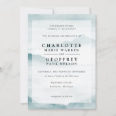 ティール(緑がかった色)の水色の霧状景観結婚式招待状 招待状 (正面)