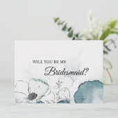 ティール(緑がかった色)の水色スケッチ花嫁プロポーザルのカード 招待状 (スタンド正面)