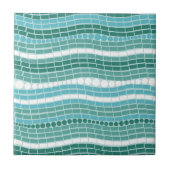 ティール(緑がかった色)の波の水のターコイズの抽象芸術のオーシャンブルー タイル (正面)