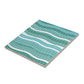 ティール(緑がかった色)の波の水のターコイズの抽象芸術のオーシャンブルー タイル (側面)