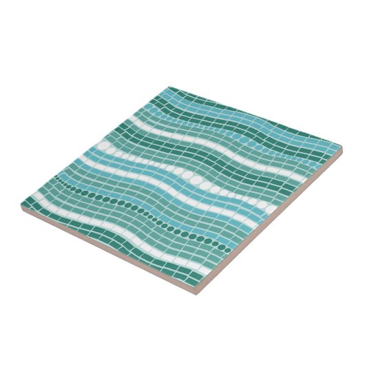 ティール(緑がかった色)の波の水のターコイズの抽象芸術のオーシャンブルー タイル (側面)