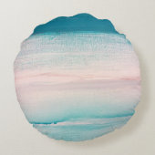 ティール（緑がかった色）の海の円形の装飾用クッション ラウンドクッション (裏面)