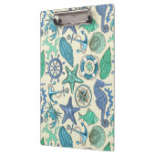 ティール（緑がかった色）の海洋動物パターン クリップボード (左)