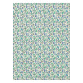 ティール（緑がかった色）の海洋動物パターン テーブルクロス (正面)