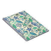 ティール（緑がかった色）の海洋動物パターン ノートブック (右側)