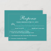 ティール（緑がかった色）の海珊瑚RSVPの応答カード 出欠カード (正面/裏面)