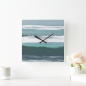 ティール(緑がかった色)の海 スクエア壁時計 (ホーム)