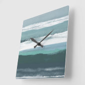 ティール(緑がかった色)の海 スクエア壁時計 (傾斜)