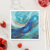 ティール(緑がかった色)の深さ:海洋抽象芸術の印象 スタンダードランチョンナプキン (インサイチュ)