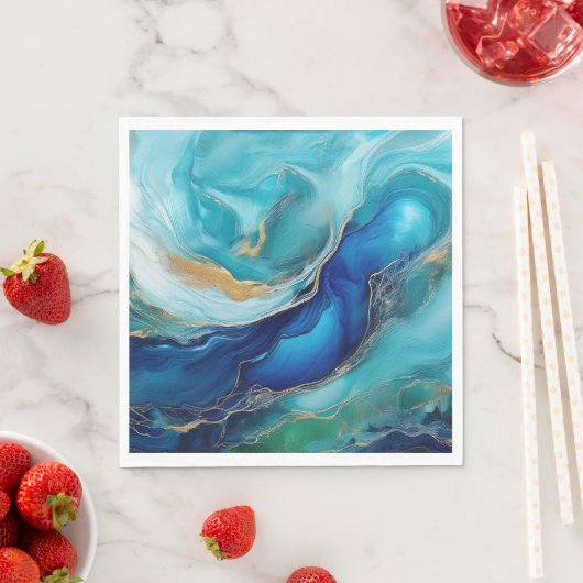 ティール（緑がかった色）の深さ：海洋抽象芸術の印象 スタンダードランチョンナプキン (インサイチュ)