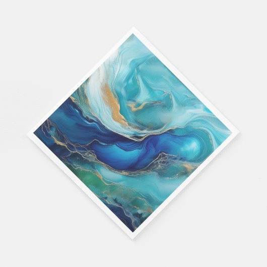 ティール（緑がかった色）の深さ：海洋抽象芸術の印象 スタンダードランチョンナプキン (角)