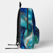 ティール(緑がかった色)の深さ:海洋抽象芸術の印象 プリントバックパック (左)