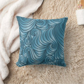ティール（緑がかった色）の渦巻の枕 クッション (ブランケット)