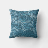 ティール（緑がかった色）の渦巻の枕 クッション (裏面)