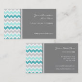 ティール（緑がかった色）の灰色のシェブロンのレトロの名刺 名刺 (正面/裏面)