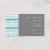 ティール（緑がかった色）の灰色のシェブロンのレトロの名刺 名刺 (裏面)