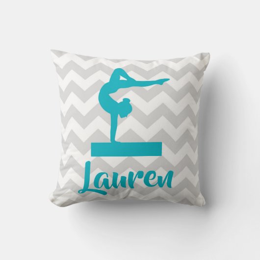 ティール(緑がかった色)の灰色の体操の装飾用クッション クッション (正面)