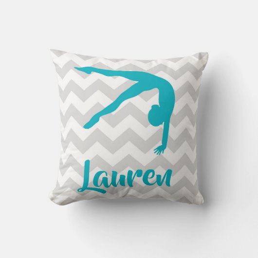 ティール（緑がかった色）の灰色の体操の装飾用クッション クッション (正面)