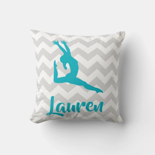 ティール(緑がかった色)の灰色の体操の装飾用クッション クッション (正面)