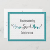 ティール(緑がかった色)の灰色の家の甘い家の引っ越し祝いパーティーのパーティー| インビテーションポストカード (正面/裏面)