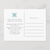 ティール(緑がかった色)の灰色の家の甘い家の引っ越し祝いパーティーのパーティー| インビテーションポストカード (裏面)