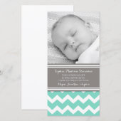 ティール（緑がかった色）の灰色はベビーシャワーの写真カード感謝していしています サンキューカード (正面/裏面)