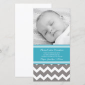 ティール（緑がかった色）の灰色はベビーシャワーの写真カード感謝していしています サンキューカード (正面/裏面)