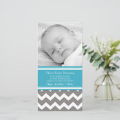 ティール（緑がかった色）の灰色はベビーシャワーの写真カード感謝していしています サンキューカード (スタンド正面)