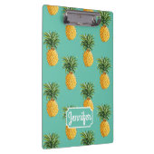 ティール（緑がかった色）の熱帯パイナップルは|あなたの名前を加えます クリップボード (右)