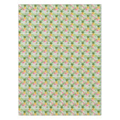 ティール（緑がかった色）の熱帯花及びパイナップルは2つを縞で飾ります テーブルクロス (正面)